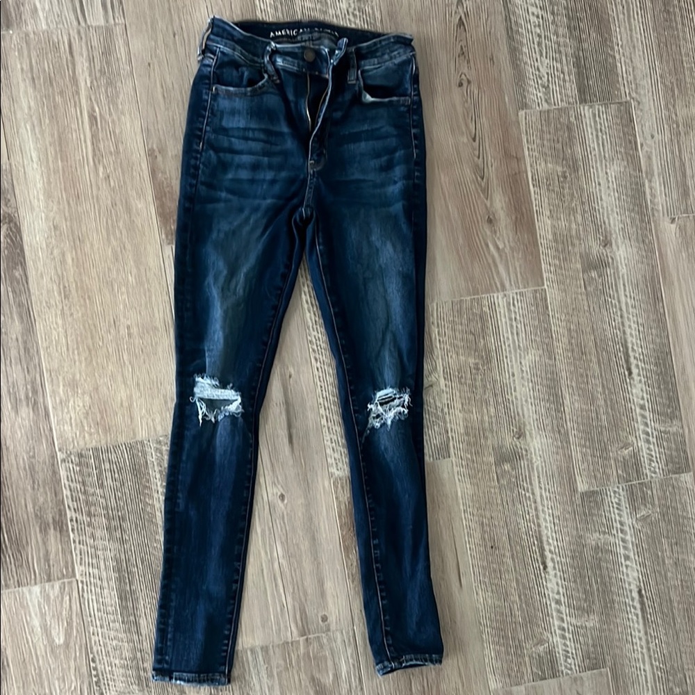 American Eagle Outfitters Blue Skinny Jeans Distressed Style